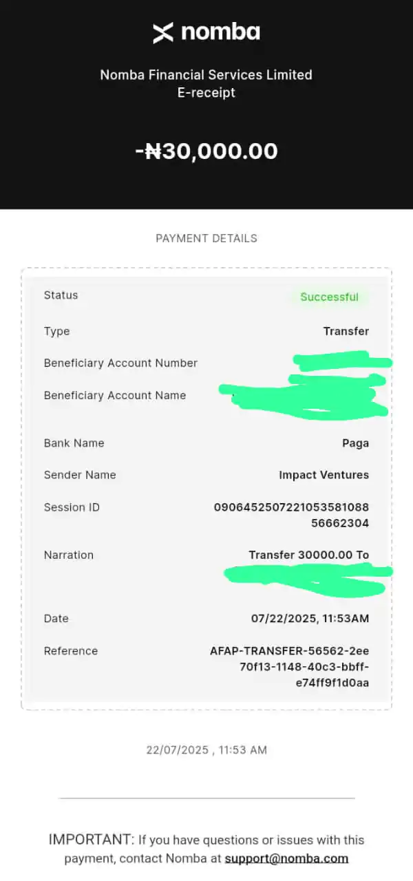 Paga app doesn't show recent and current transaction history