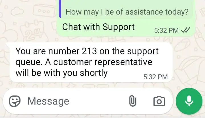 Support system not responding